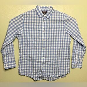 Michael Kors Mens Size XL Blue White Plaid Stylish Casual Button Down LS Shirt